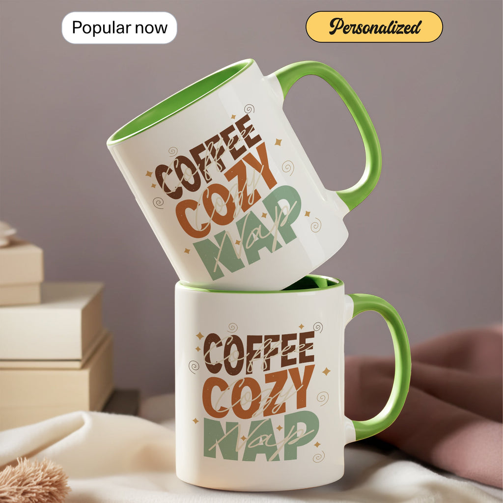 Coffee Cozy Nap Mug – Retro Coffee Lover Gift – Funny Caffeine Coffee Cup – 11oz 15oz Ringer Mug | Mug 128