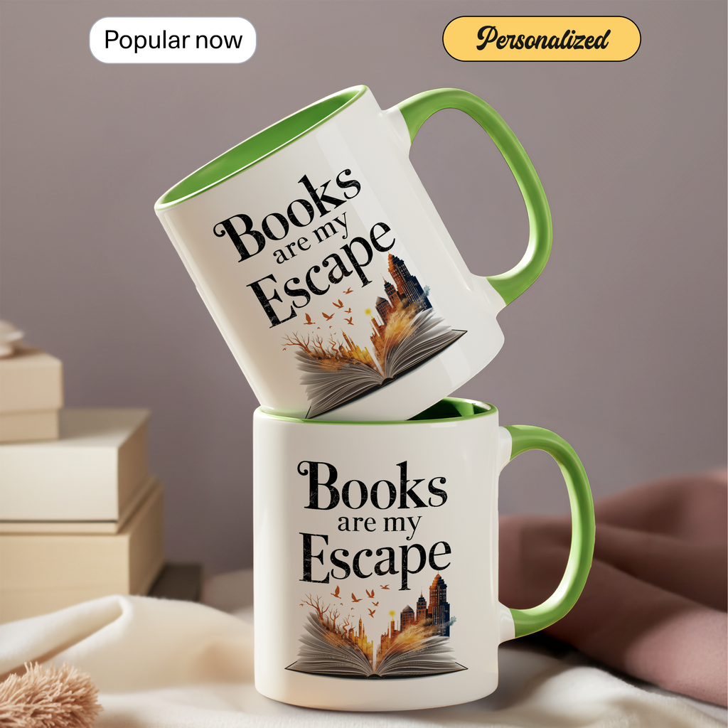 Books Are My Escape Mug – Book Lover Coffee Cup – Cozy Reading Gift – Fall Aesthetic Mug – 11oz 15oz Ringer Mug | Mug 137
