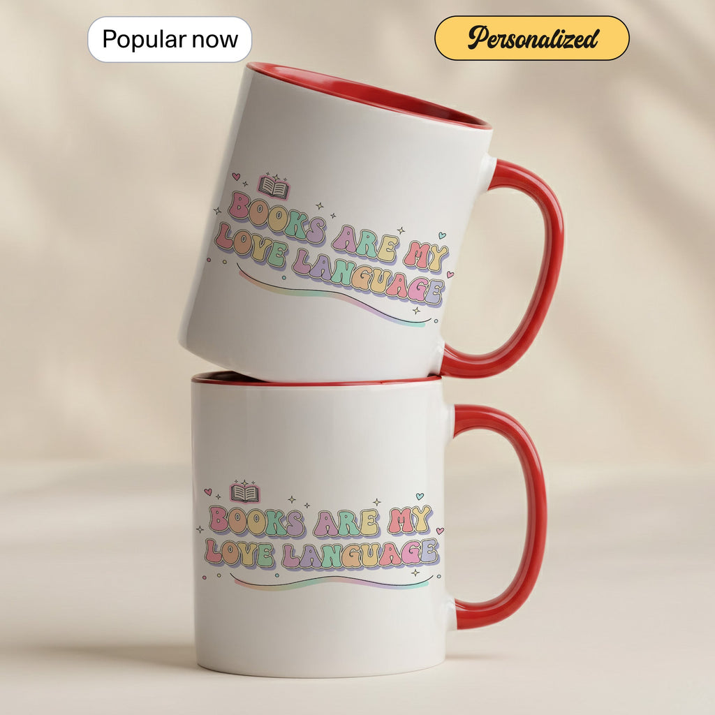 Books Are My Love Language Mug - Cute Book Lover Coffee Cup - Pastel Aesthetic Reader Gift - Bookworm Mug for Women - 11oz 15oz | Mug 158