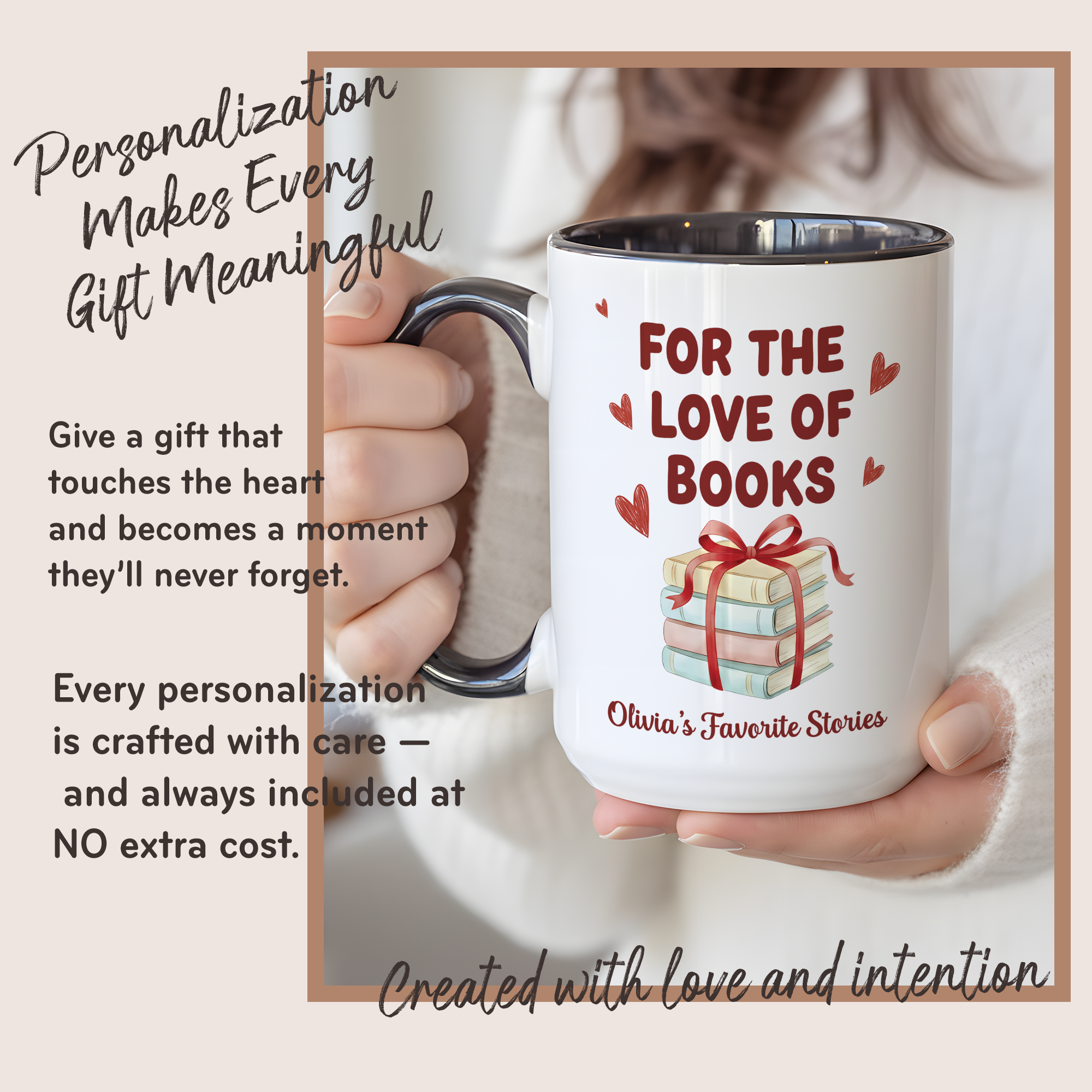 For The Love Of Books Mug – Personalized Book Lover Gift – Custom Reader Coffee Cup – Ringer Mug 11oz 15oz |Mug 110