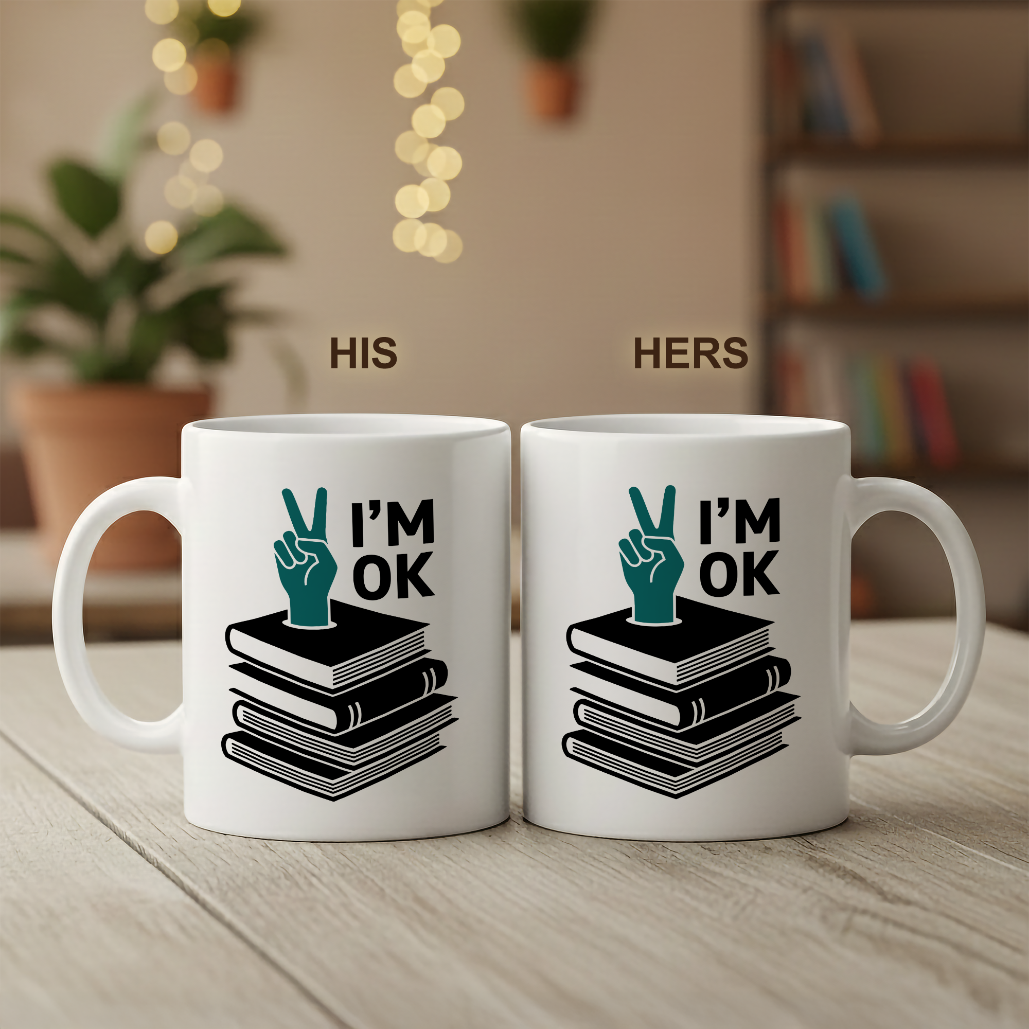 I’m OK Book Mug – Funny Introvert Reader Coffee Cup – Book Lover Humor Gift – 11oz 15oz Ringer Mug |147