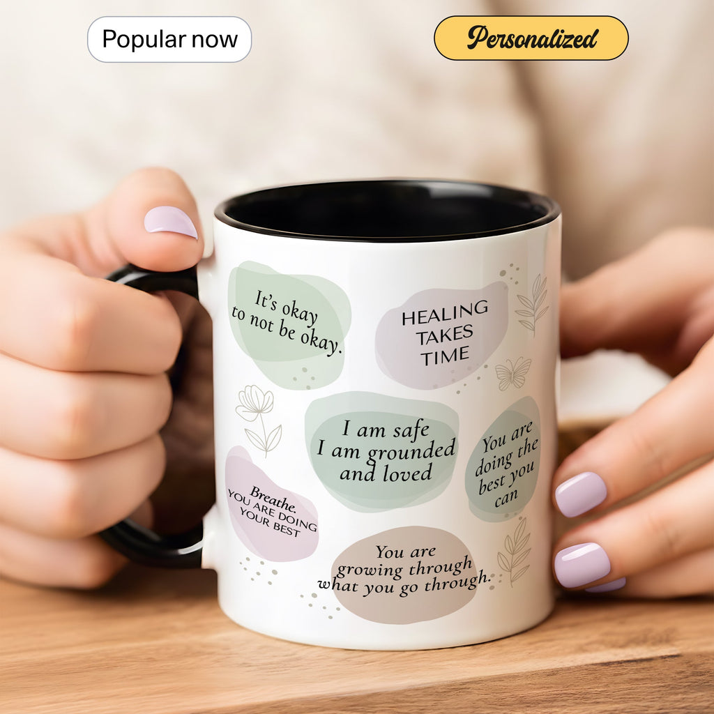Healing Takes Time Mug – Self Love Affirmation Coffee Cup – Mental Health Encouragement Gift – Inspirational Ringer Mug 11oz 15oz |Mug 106