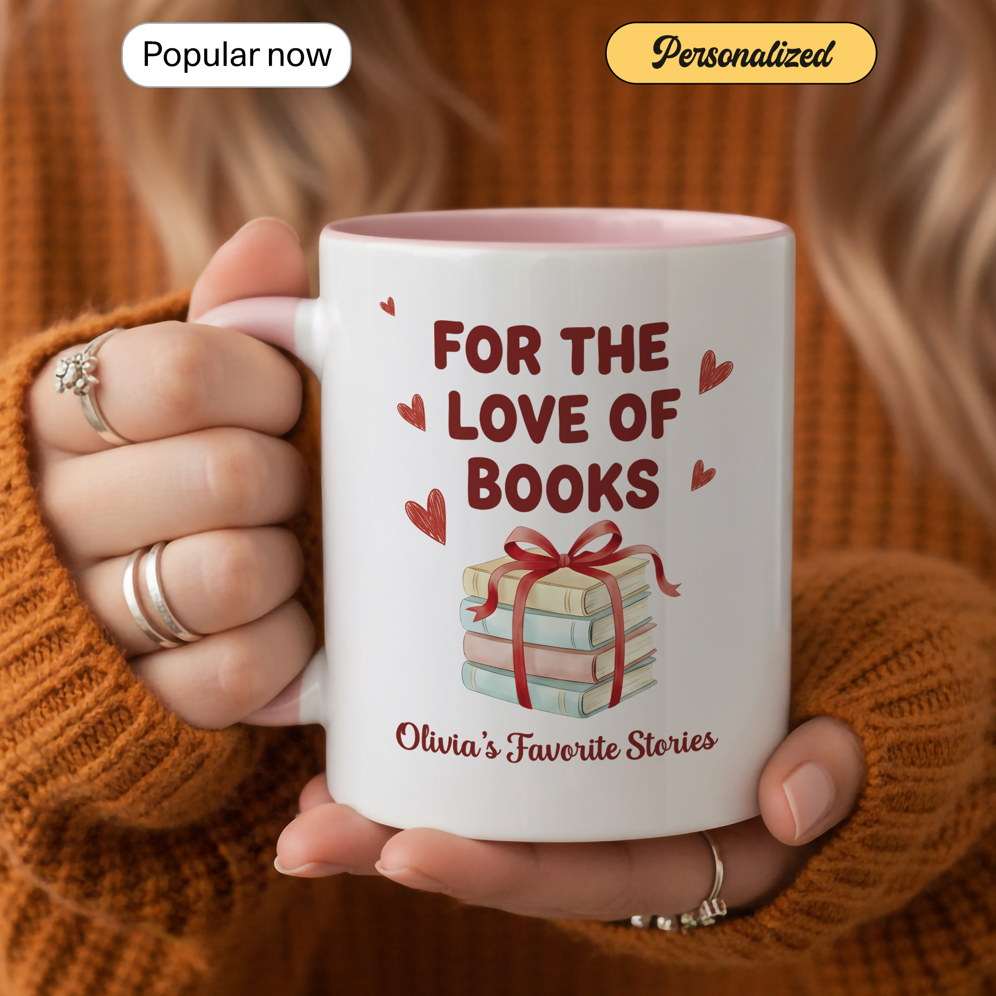 For The Love Of Books Mug – Personalized Book Lover Gift – Custom Reader Coffee Cup – Ringer Mug 11oz 15oz |Mug 110