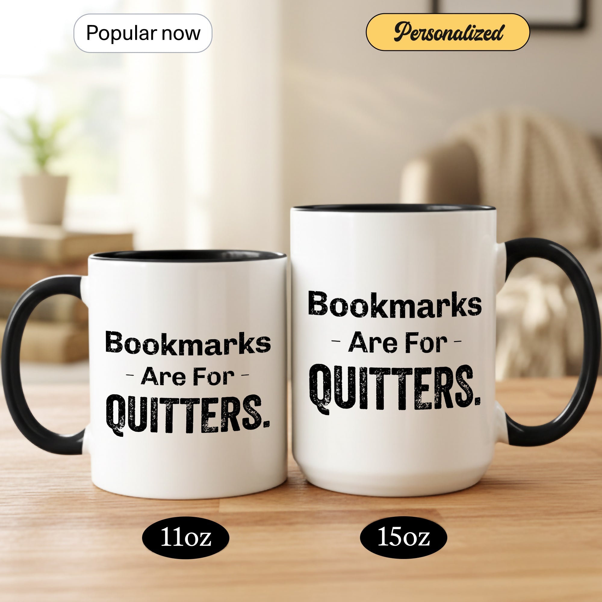 Bookmarks Are For Quitters Mug – Funny Book Lover Coffee Cup – Reader Humor Gift – Multi Color Ringer Mug 11oz 15oz |Mug 105