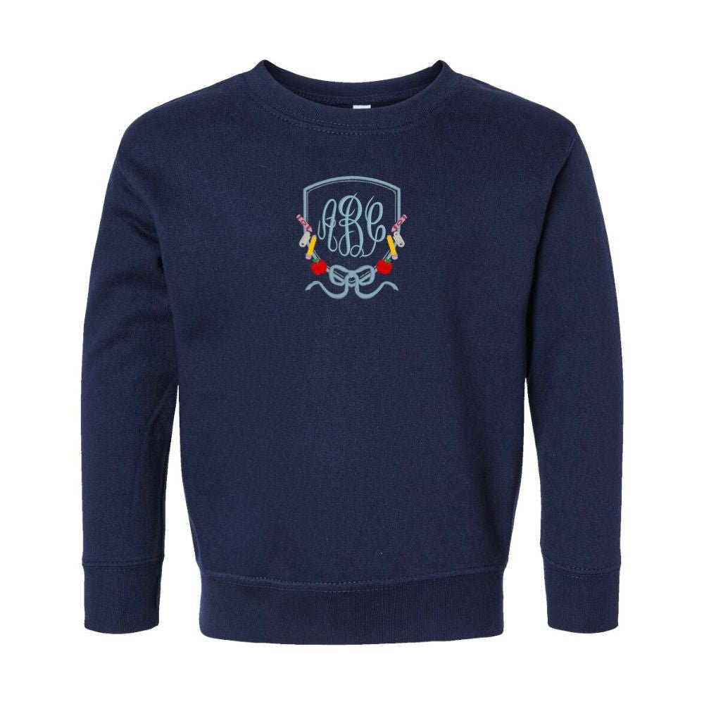 Kids Monogrammed 'Classroom Crest Royalty' Crewneck