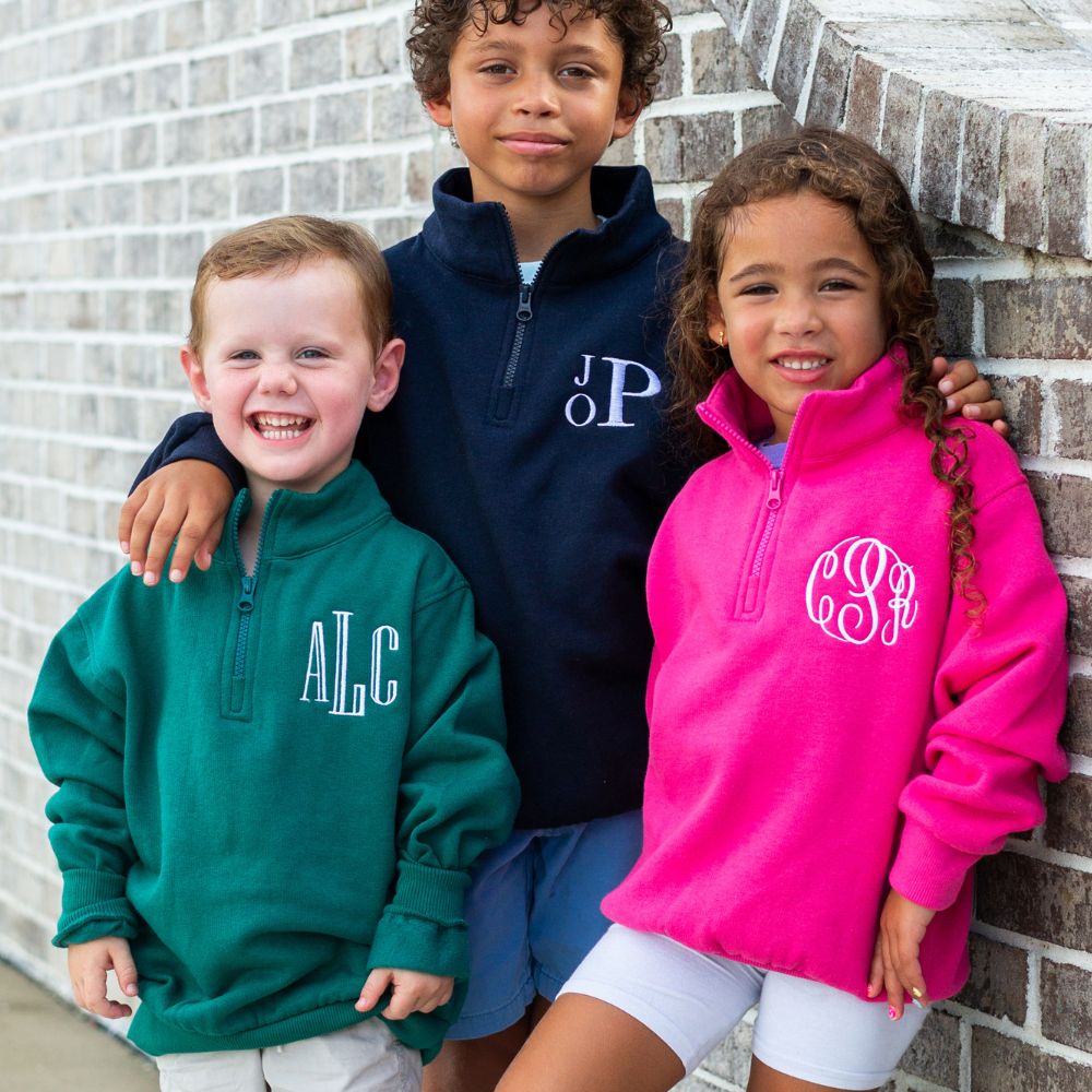 Kids Monogrammed Quarter Zip Sweatshirt